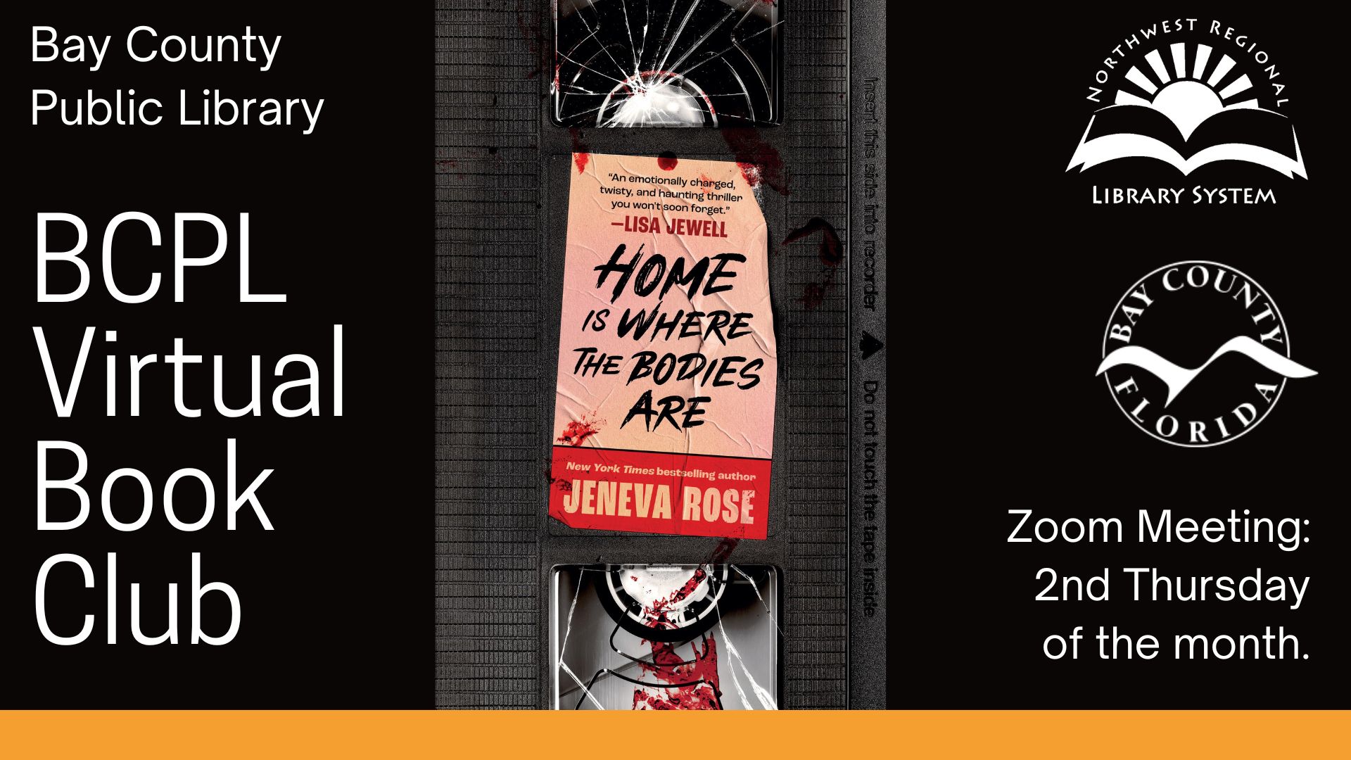Book cover of home is where the bodies are of a vhs tape