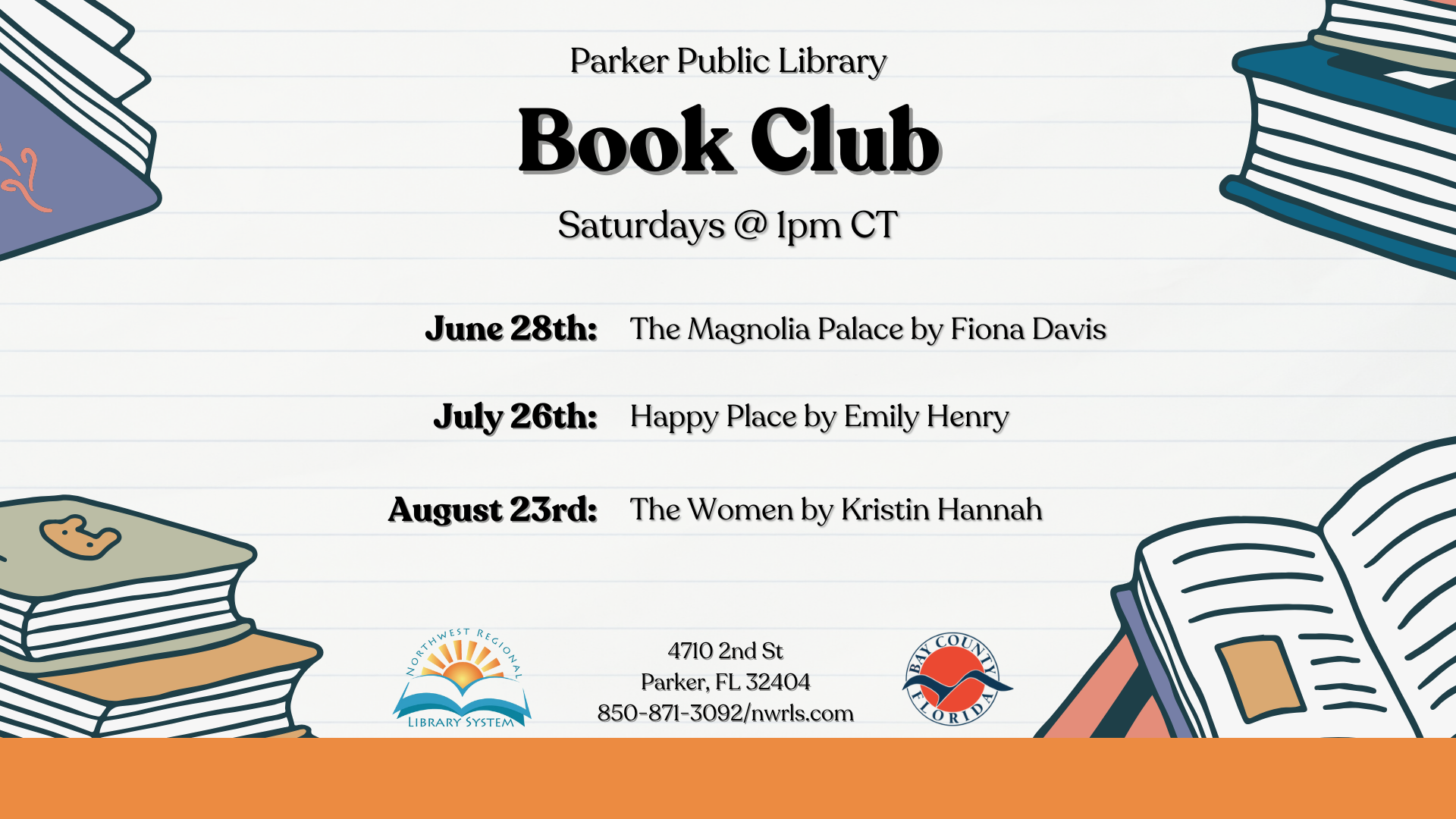 Book Club Parker Line-up with images of books