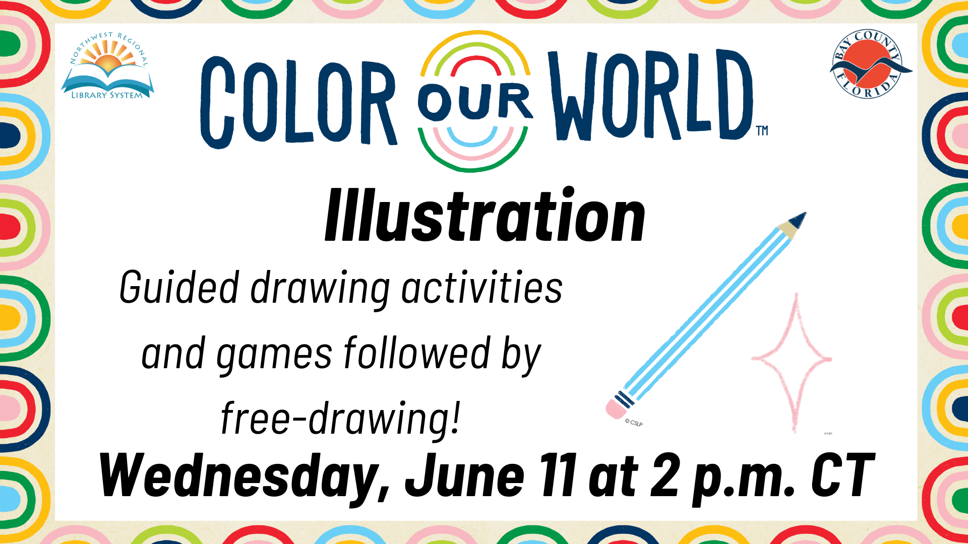 Illustration of a drawing pencil for Color Our World